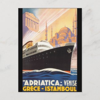 Travel Postcards on Adriatica Lines   Vintage Travel Poster Postcard