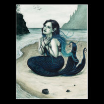 Adrift Sad Mermaid Postcard postcards