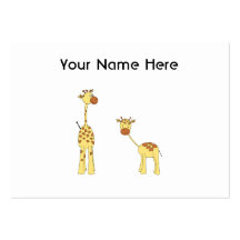Adult and Baby Giraffe. Cartoon Business Card Templates