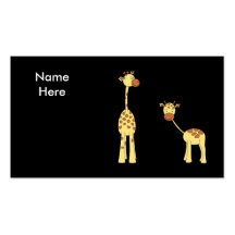 Adult and Baby Giraffe. Cartoon Business Card Templates