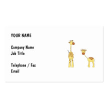 Adult and Baby Giraffe. Cartoon Business Card Template
