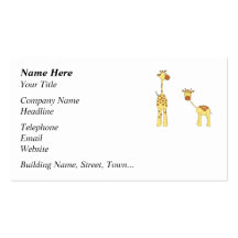 Adult and Baby Giraffe. Cartoon Business Card