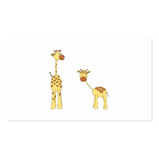 Adult and Baby Giraffe. Cartoon Business Card Template (back side)
