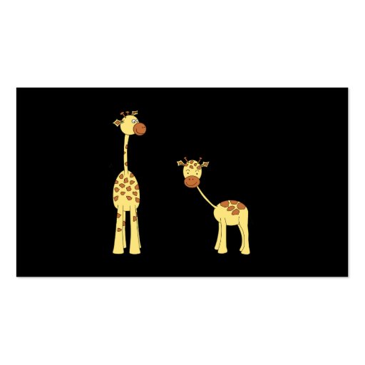 Adult and Baby Giraffe. Cartoon Business Card (back side)