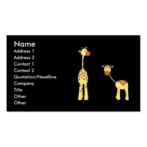 Adult and Baby Giraffe. Cartoon Business Card (front side)