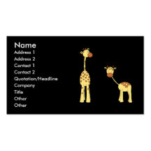 Adult and Baby Giraffe. Cartoon Business Card