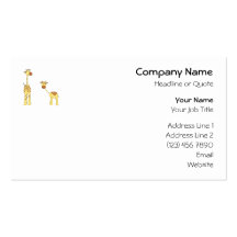 Adult and Baby Giraffe. Cartoon Business Card
