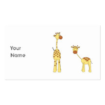 Adult and Baby Giraffe. Cartoon Business Card Templates