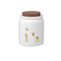 Adult and Baby Giraffe. Cartoon Candy Dish