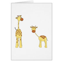 Adult and Baby Giraffe. Cartoon Cards