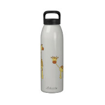 Adult and Baby Giraffe. Cartoon Drinking Bottle
