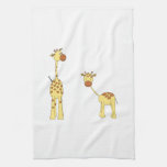 Adult and Baby Giraffe. Cartoon Hand Towel