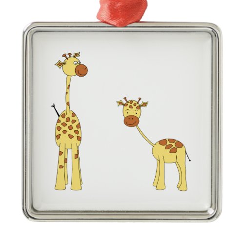 Adult and Baby Giraffe. Cartoon zazzle_ornament