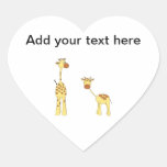 Adult and Baby Giraffe. Cartoon Stickers