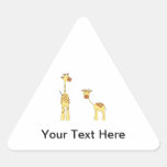Adult and Baby Giraffe. Cartoon Triangle Sticker