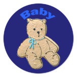 Adult Baby Boy Baby Bear Round Stickers
