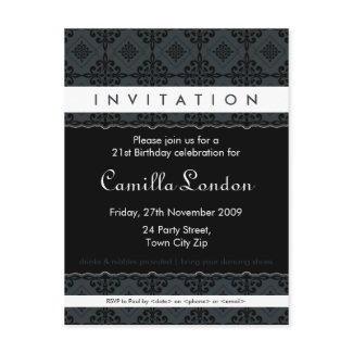 ADULT BIRTHDAY INVITATION :: ornately patterned L3 postcard