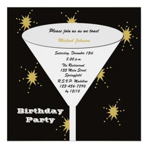 Adult BIrthday Party Invitations - Birthday Toast