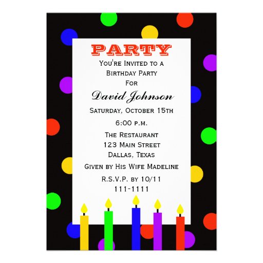 Adult Birthday Party Invites -- Birthday Candles