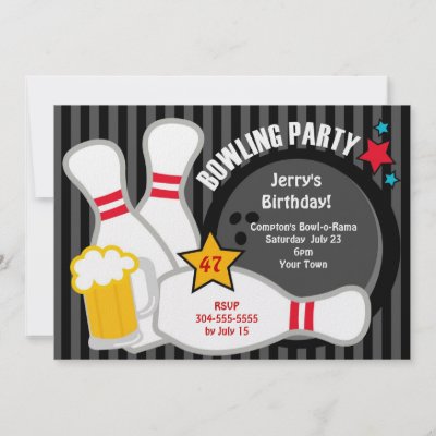 Bowling Party Invitations on This Custom Adult Bowling Birthday Party Invitation Features A Bowling