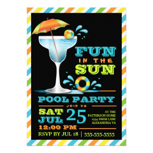 Adult Fun in Sun Pool Party Cocktail Invitation