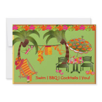 Adult Pool Party BBQ Cocktails Invitation