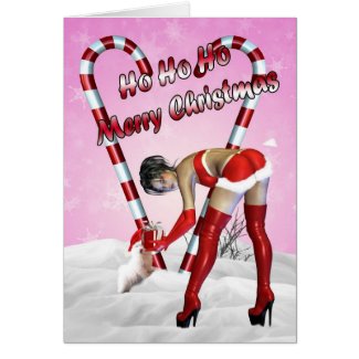 Adult sexy Christmas Holiday Card, with sexy woman card