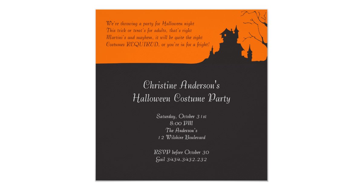 Adults Halloween Costume Party Invitation Zazzle 5912