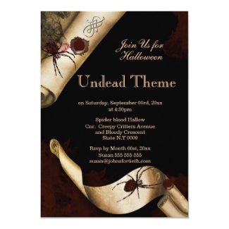 Adults Halloween spider scroll 5x7 Paper Invitation Card