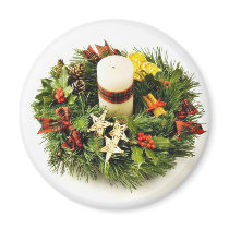 Advent Wreath On White Background magnets