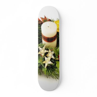 Advent Wreath On White Background Skate Boards by lifesphere