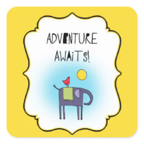 Adventure Awaits Whimsical Square Sticker