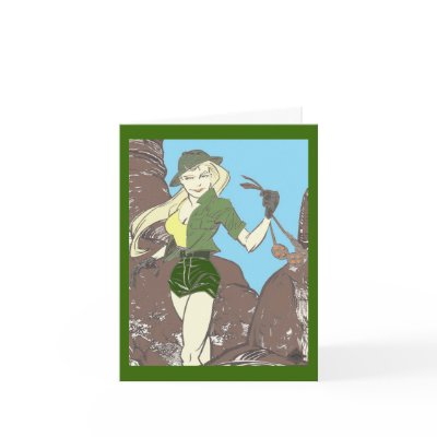 ADVENTURE GIRL COMIC GREETING CARD by Stefmichaels