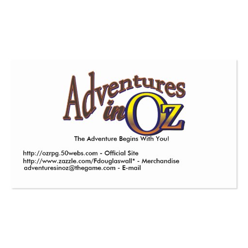 Adventures in Oz - Business Cards (front side)