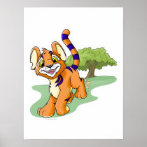 Adventurous orange Kougra on Mystery Island posters