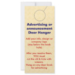 Advertising DOOR HANGER promotion tags Custom Rack Card