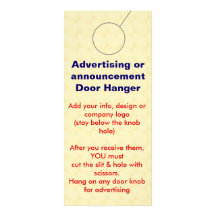 Advertising DOOR HANGER promotion tags Custom Rack Card