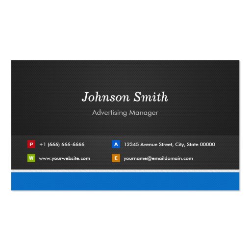 Advertising Manager - Professional Customizable Business Card (front side)
