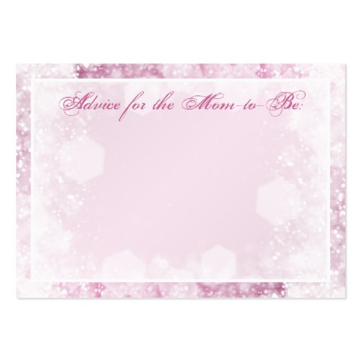 Advice Card Baby Shower Night Sparkle Pink Business Cards (front side)