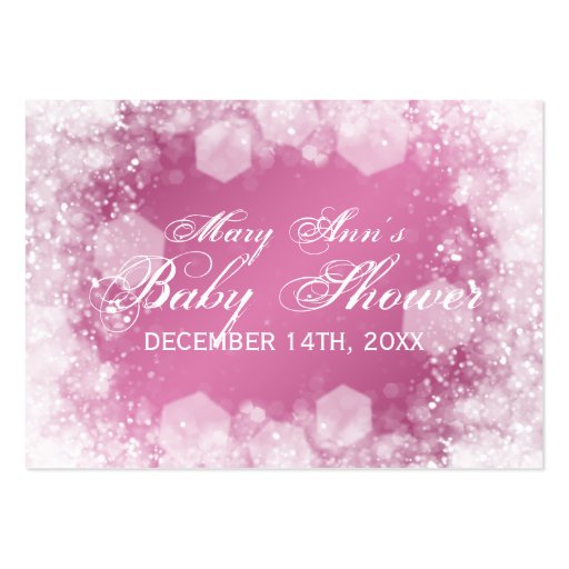 Advice Card Baby Shower Night Sparkle Pink Business Cards (back side)