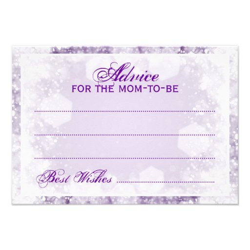 Advice Card Baby Shower Night Sparkle Purple