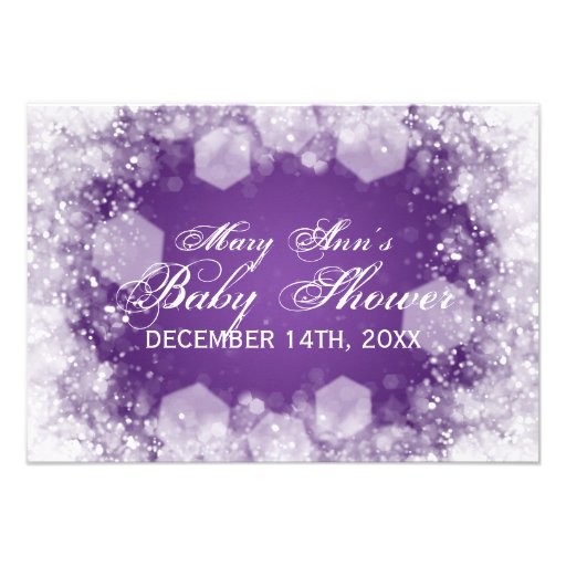 Advice Card Baby Shower Night Sparkle Purple