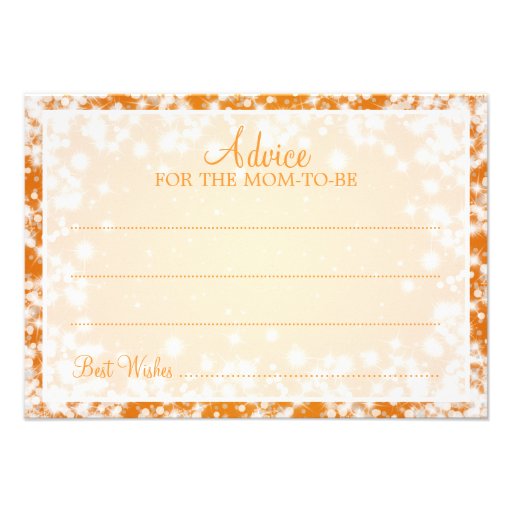 Advice Card Baby Shower Winter Sparkle Orange
