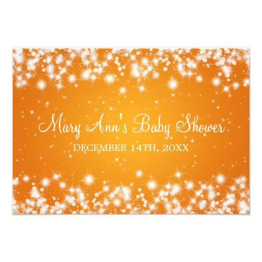 Advice Card Baby Shower Winter Sparkle Orange