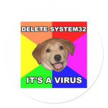 Advice Dog says: Delete the Virus Round Sticker