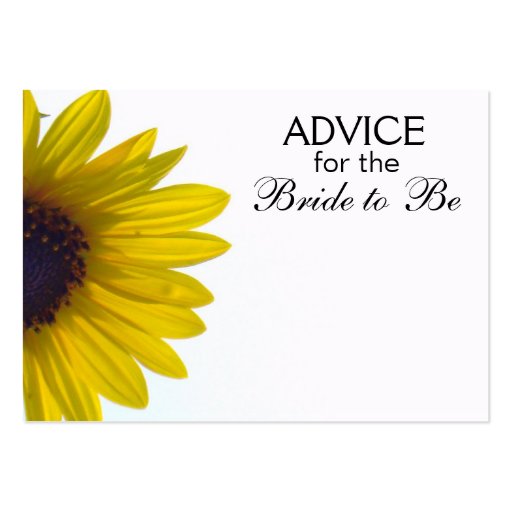 Advice for the Bride to Be Giant Sunflower Cards Business Card Templates (front side)