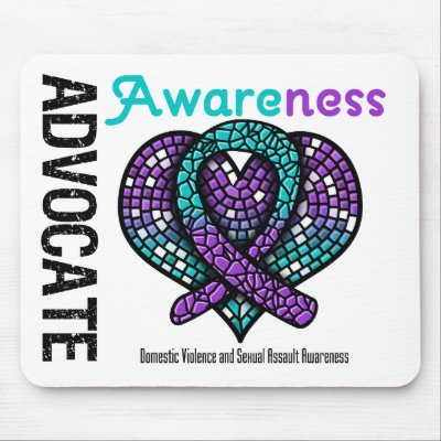 Advocate Awareness Mosaic Heart Domestic Violence Mouse Pads by giftsforawareness