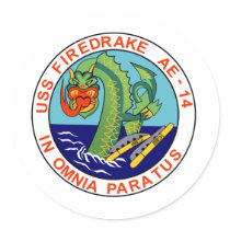 AE-14 USS Firedrake Ammunition Ship Military Patch Round Stickers