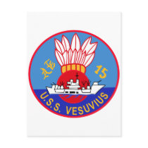 AE-15 USS Vesuvius Ammunition Ship Military Patch Post Card