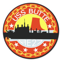 AE-27 USS Butte Ammunition Ship Military Patch Round Stickers